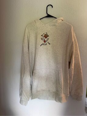 Cream Hooded Sweatshirt with Ski Graphic - Unisex